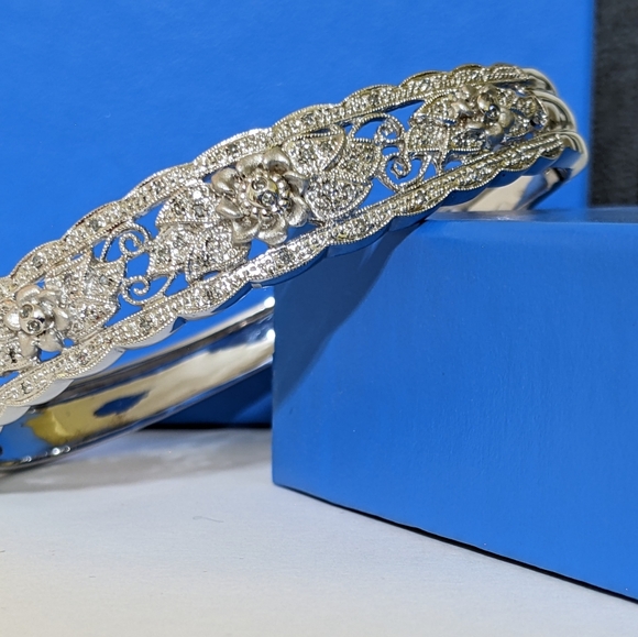 Vintage art deco style ssl/diamond accent bracelet - Picture 4 of 6